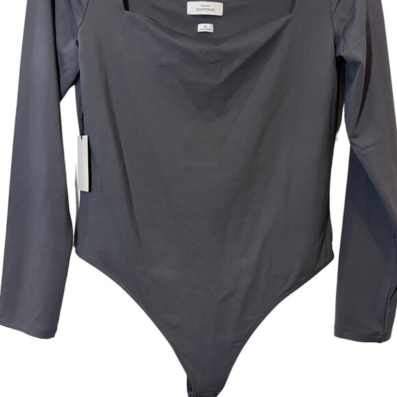Aritzia Babaton Contour Squareneck Longsleeve Bodysuit Gray XL - Picture 5 of 10